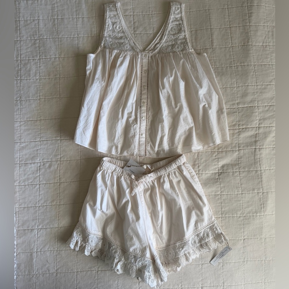 Christy Dawn Lidia Blouse and Cassia Short in Pearl Embroidered